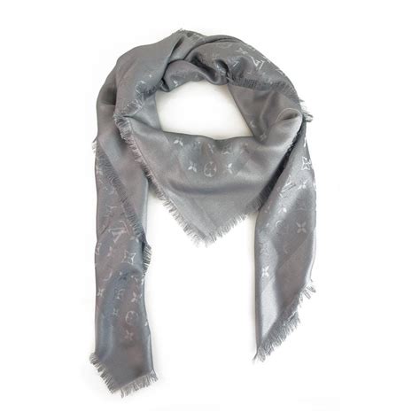 Louis Vuitton monogram Light Gray Tone on tone shawl weaved 